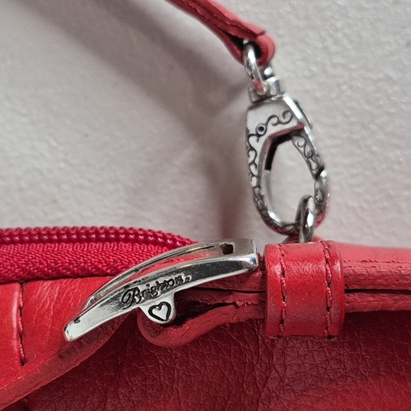 Brighton Red Pleated Leather Crossbody w/ Adjustable Strap and Padded Sides - Picture 9 of 14